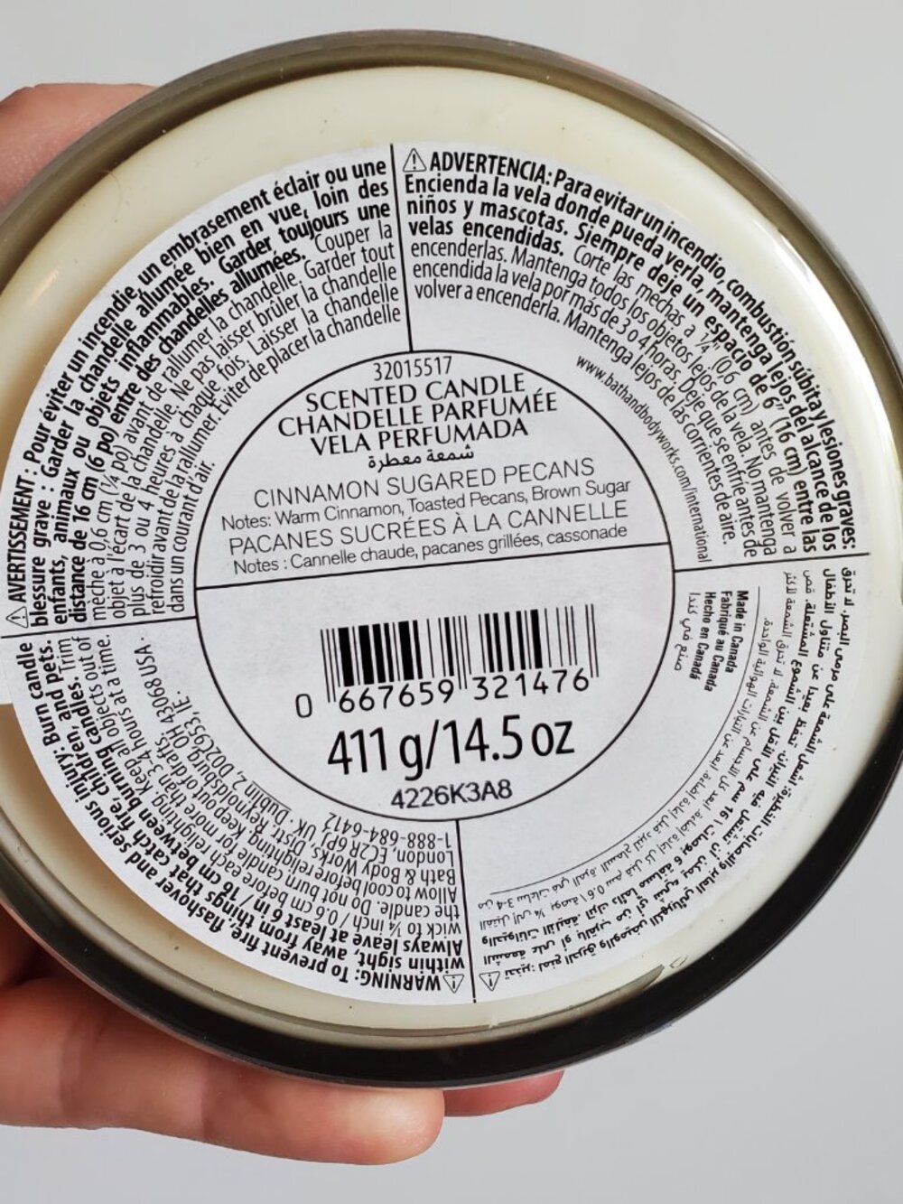BATH & BODY WORKS Cinnamon Sugared Pecans 3 Wick Candle Soy Wax Blend 14.5oz - Picture 6 of 7